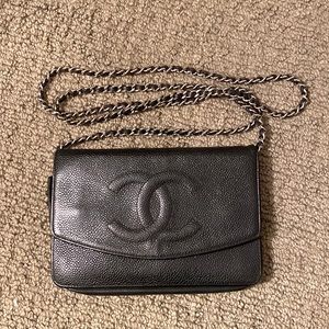 Chanel Timeless Wallet on Chain in caviar